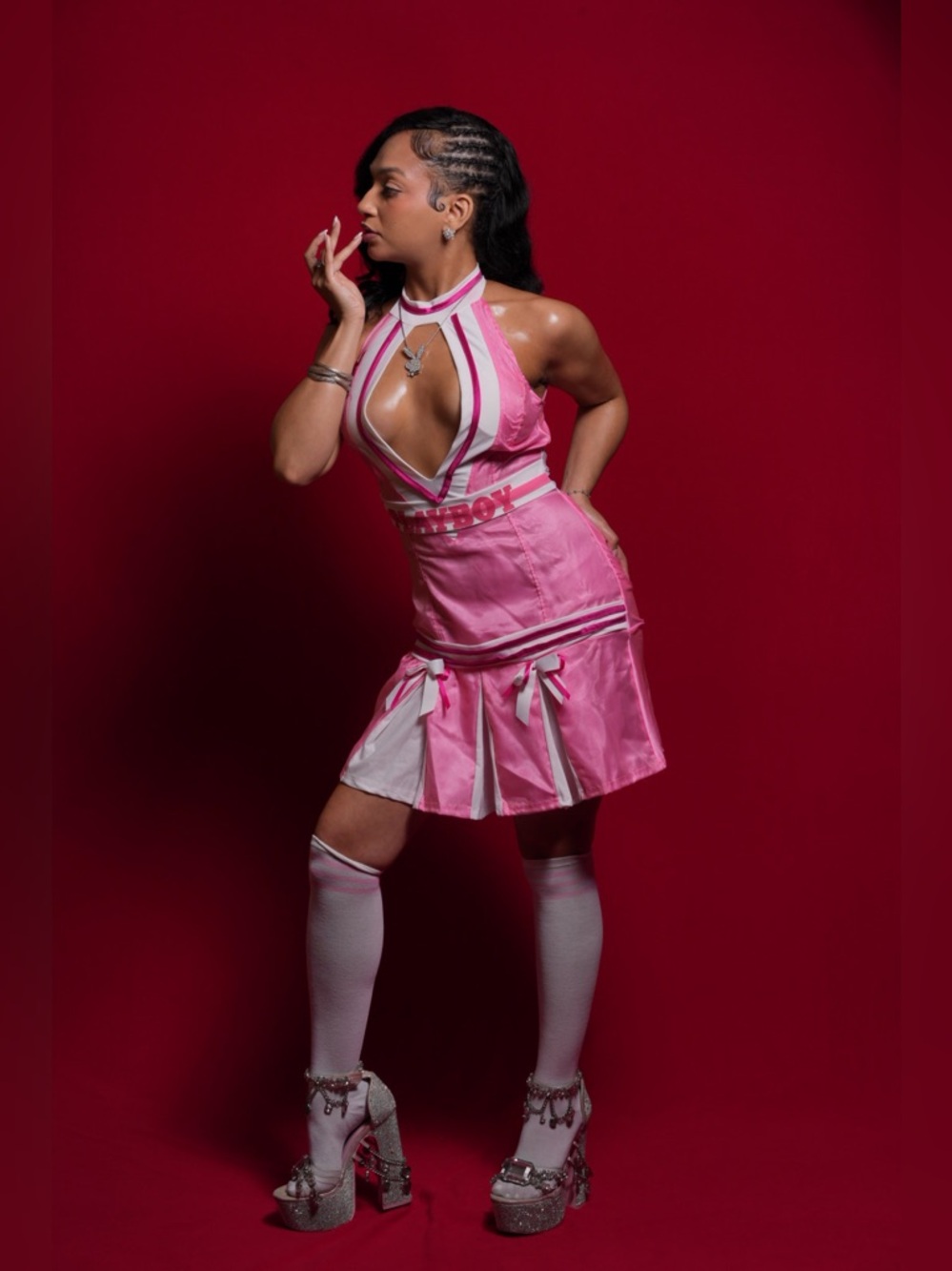 Vintage PLAYBOY Pink Cheerleader Costume Dead stock